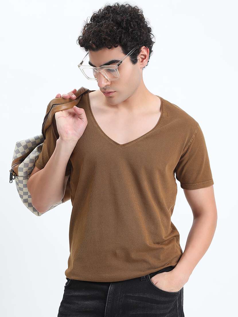 men solid short sleeve regular fit t-shirt