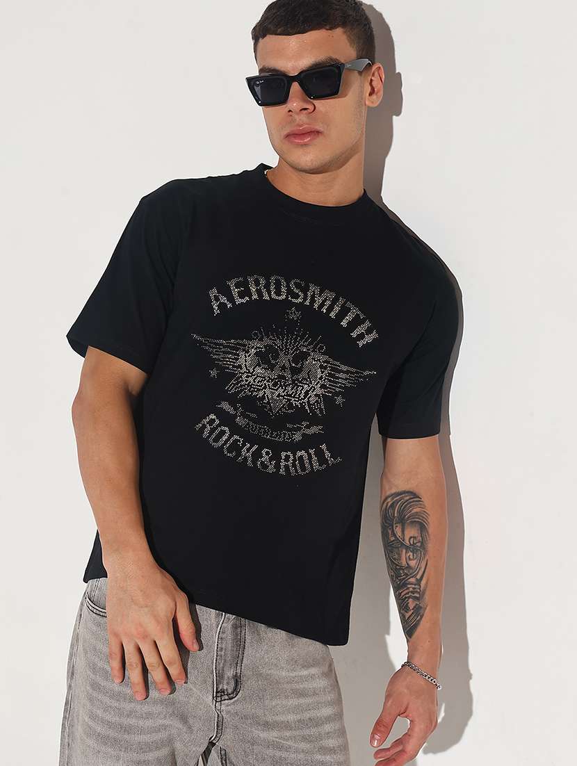 men front print short sleeve regular fit t-shirt
