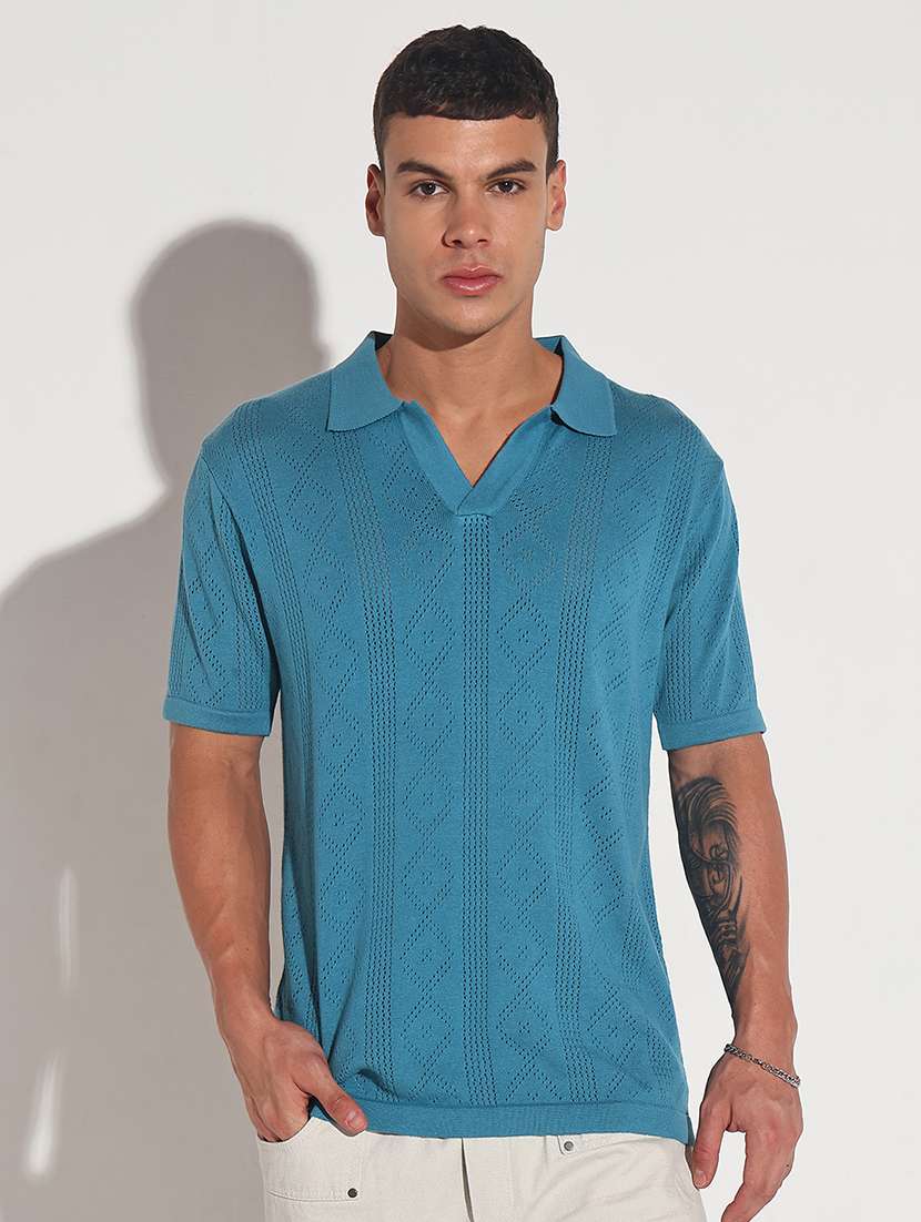 men self design short sleeve regular fit polo t-shirt - 22086147 -  Standard Image - 1