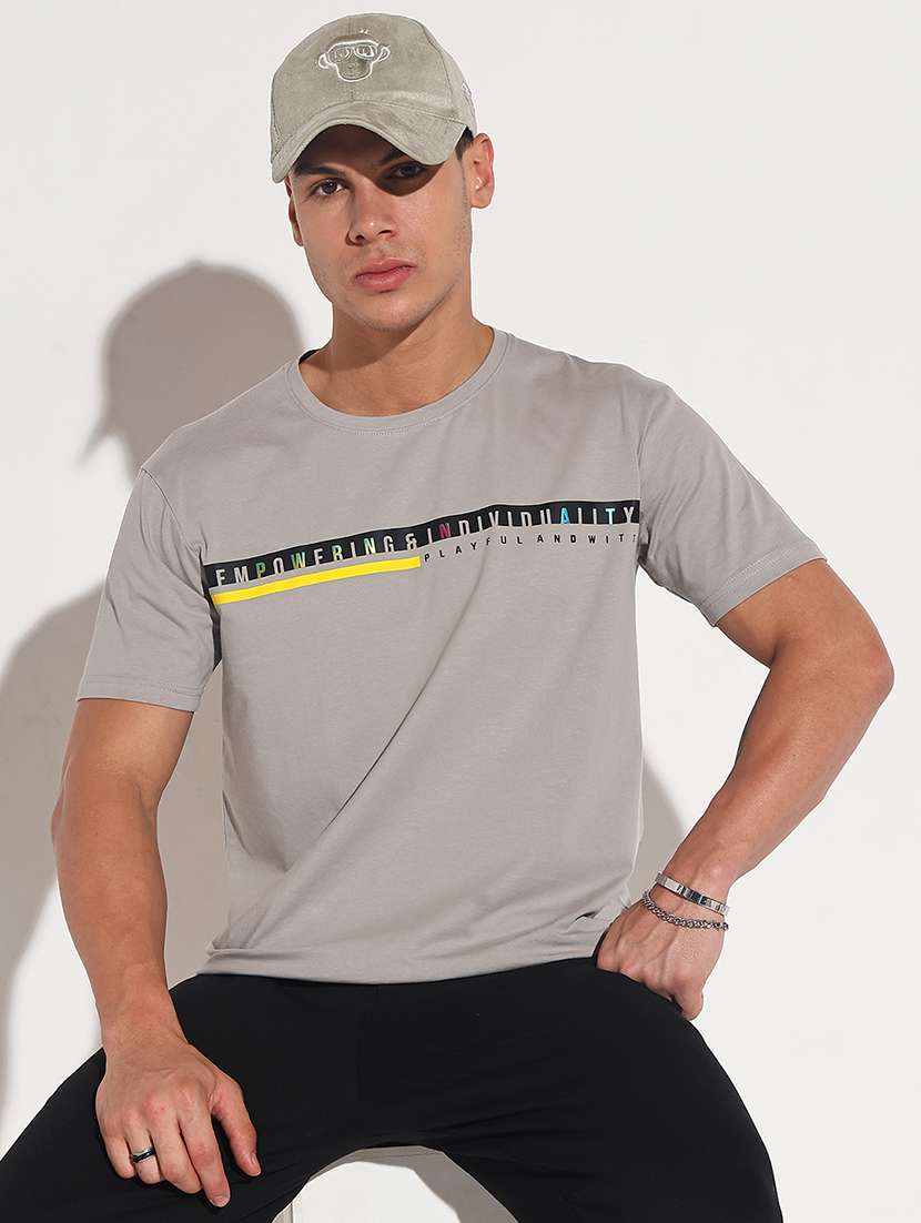 men chest print short sleeve regular fit t-shirt