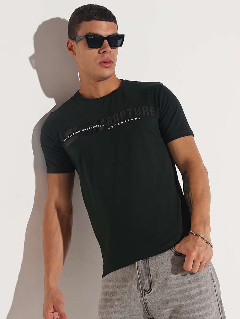 men chest print short sleeve regular fit t-shirt