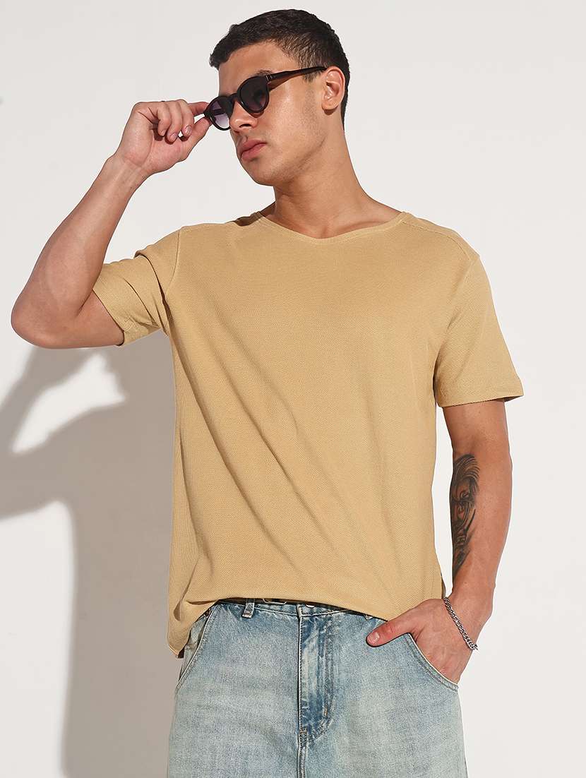 men solid short sleeve regular fit t-shirt
