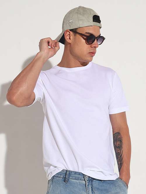 men solid short sleeve regular fit t-shirt - 22086175 - Standard Image - 0