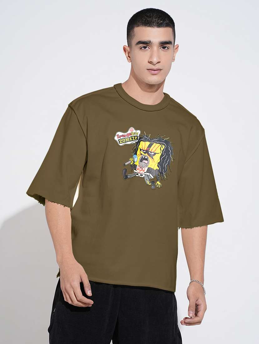 men chest print short sleeve oversized t-shirt - 22086185 -  Standard Image - 1