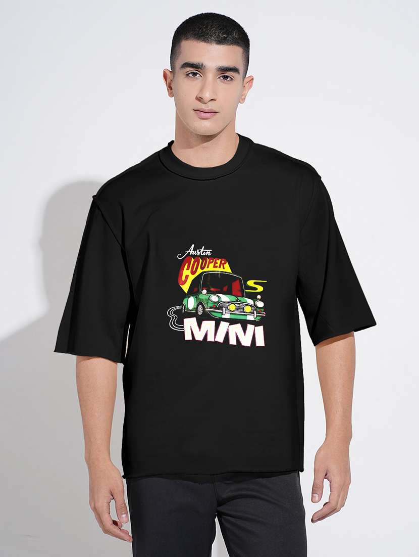 men front print short sleeve oversized t-shirt - 22086192 - Standard Image - 1