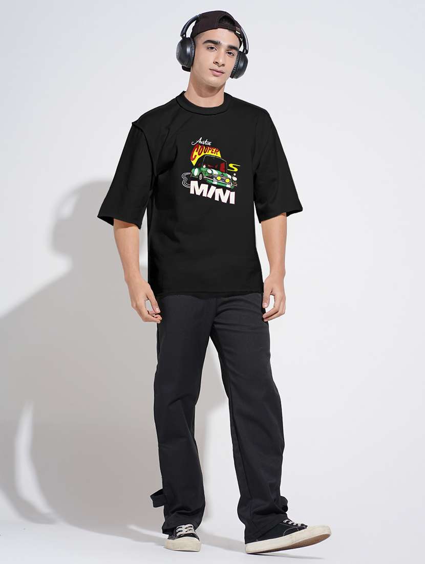 men front print short sleeve oversized t-shirt - 22086192 - Standard Image - 4