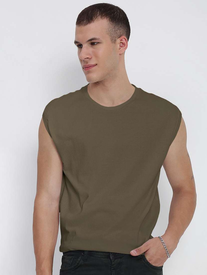 men solid sleeveless regular fit t-shirt - 22086197 -  Standard Image - 1