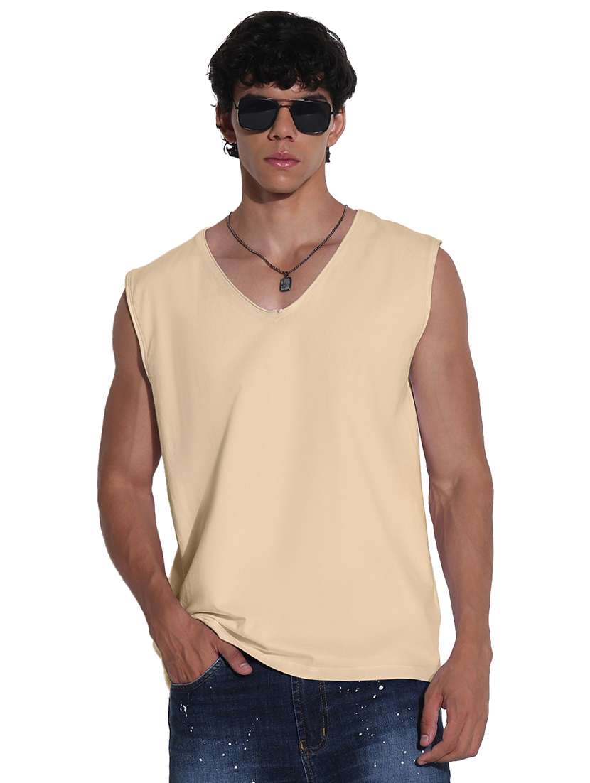 men solid sleeveless regular fit t-shirt - 22086201 -  Standard Image - 1