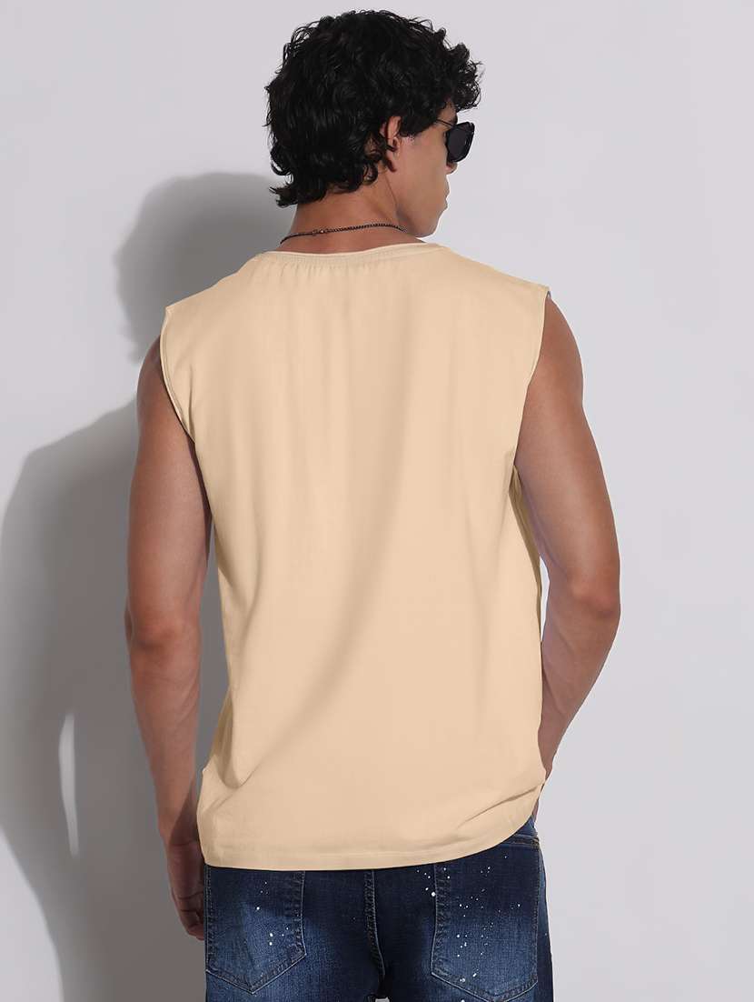 men solid sleeveless regular fit t-shirt - 22086201 -  Standard Image - 4