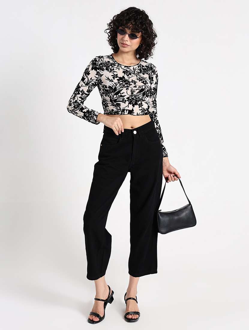 women solid mid rise wide leg jean - 22086206 - Standard Image - 4