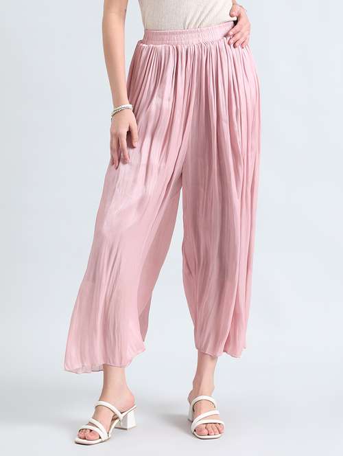 women solid mid rise flared palazzo - 22086208 - Standard Image - 0