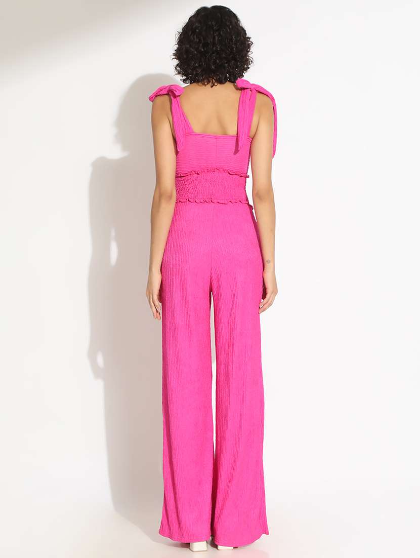 women pink solid shoulder strap cut out jumpsuit - 22086215 -  Standard Image - 4