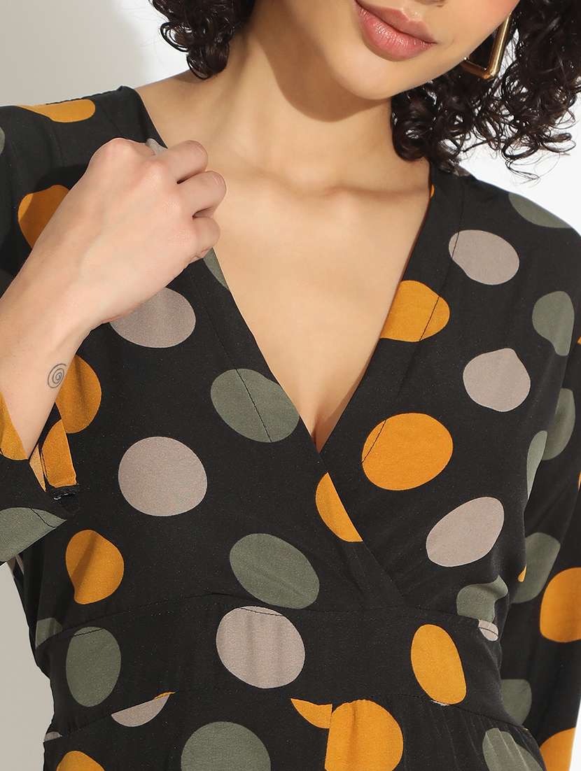 Women Black Polka Doted Long Sleeve Jumpsuit - 22086216 -  Standard Image - 4