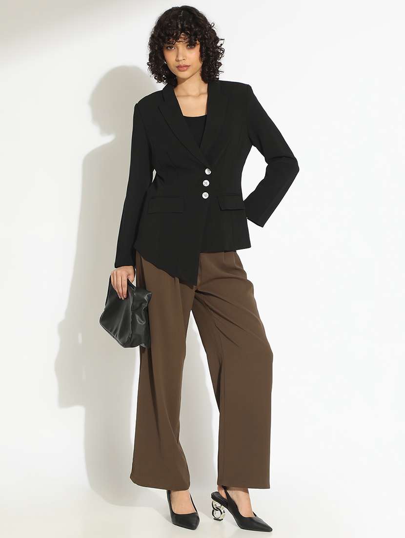 women black solid long sleeve double breasted blazer - 22086231 -  Standard Image - 4