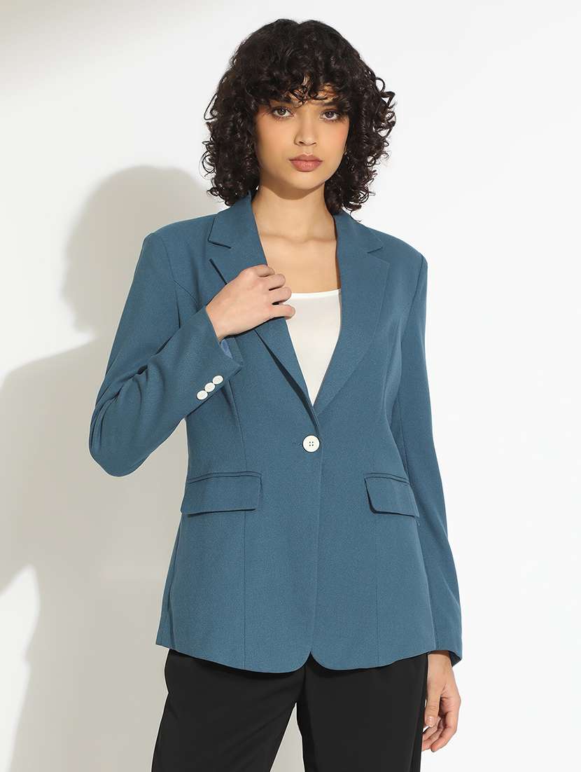 women solid long sleeve single breasted blazer - 22086233 -  Standard Image - 1