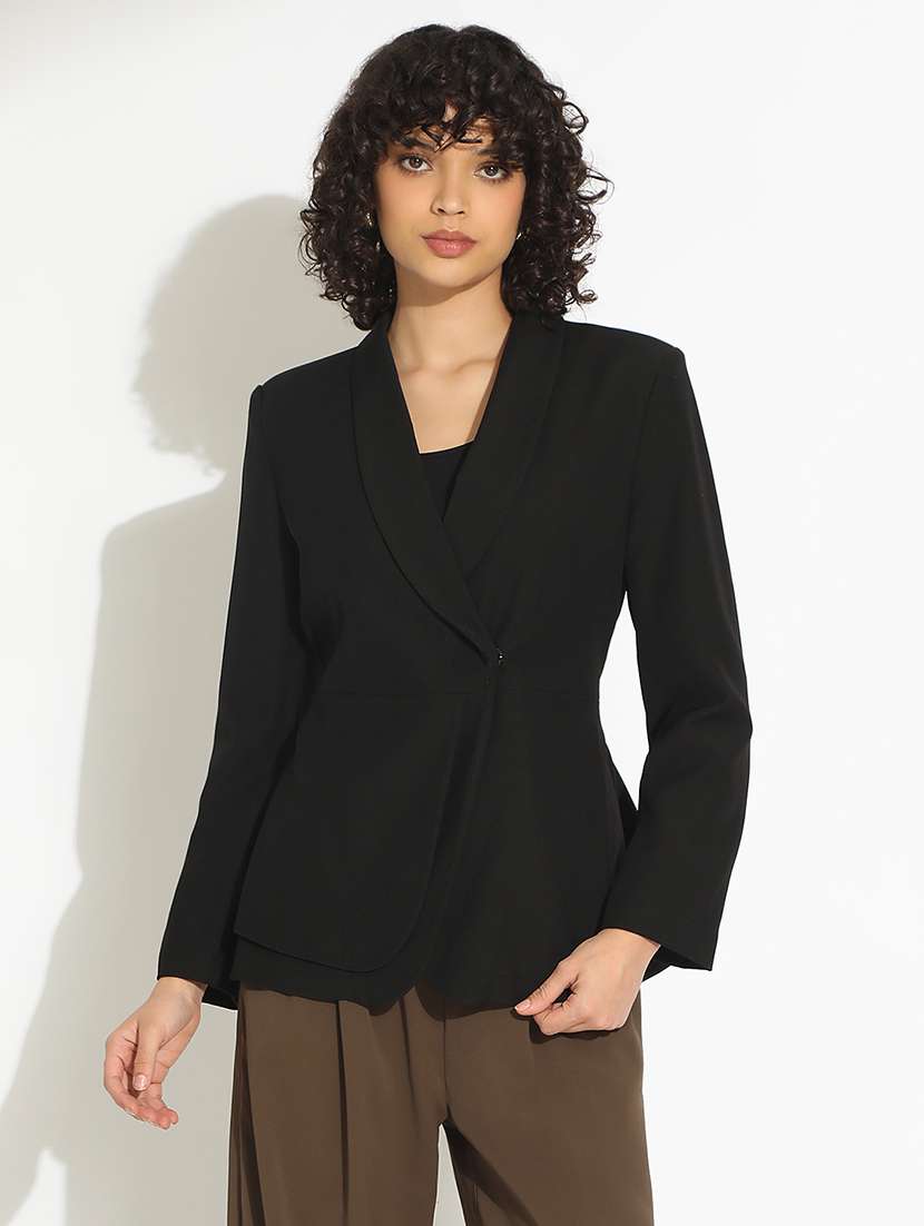 women solid long sleeve double breasted blazer - 22086234 -  Standard Image - 1
