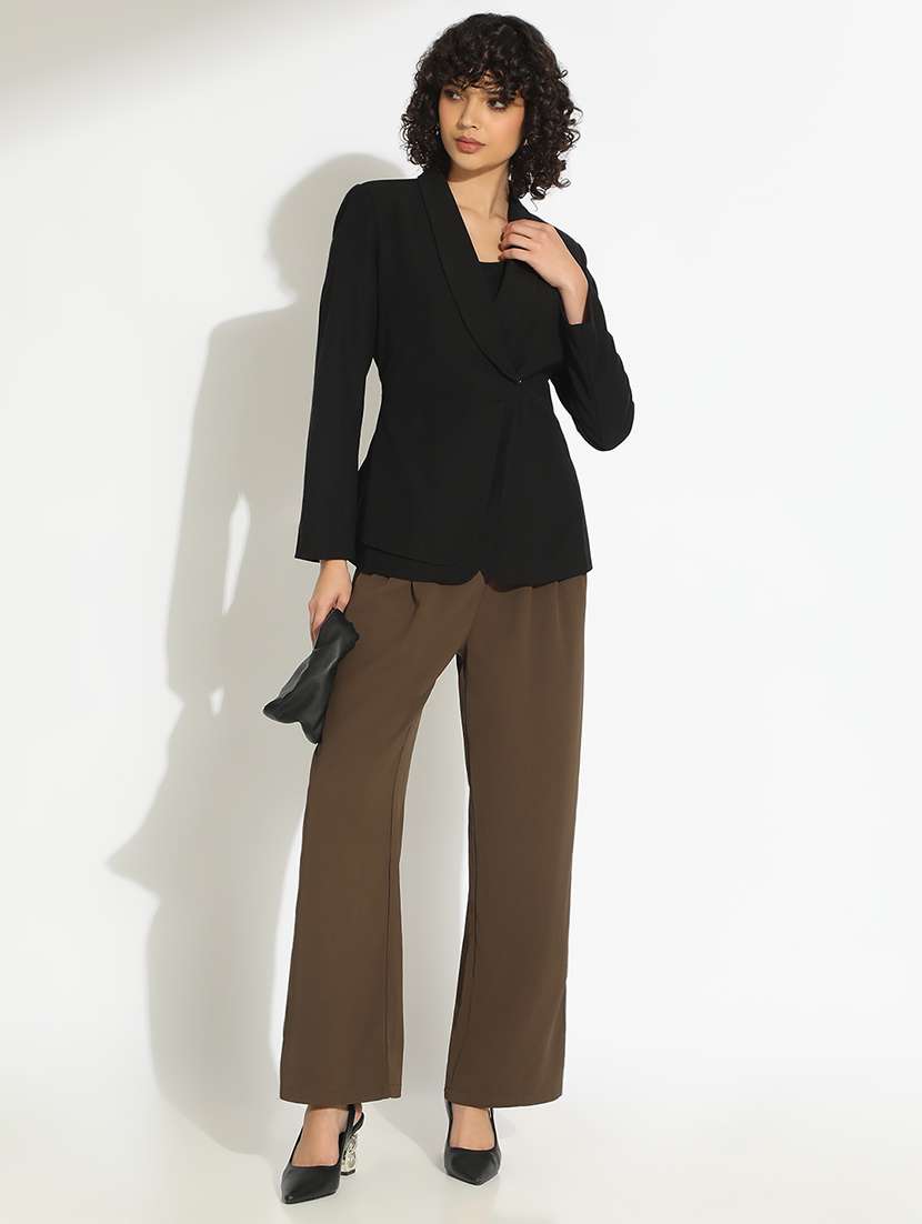 women solid long sleeve double breasted blazer - 22086234 - Standard Image - 4