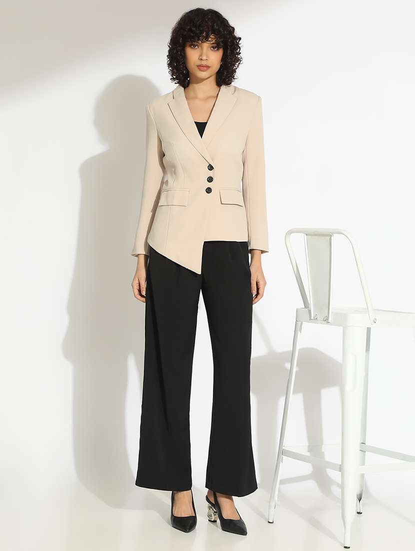 women solid long sleeve double breasted blazer - 22086235 -  Standard Image - 4