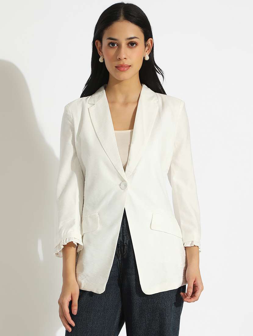 women solid long sleeve single breasted blazer - 22086237 -  Standard Image - 1