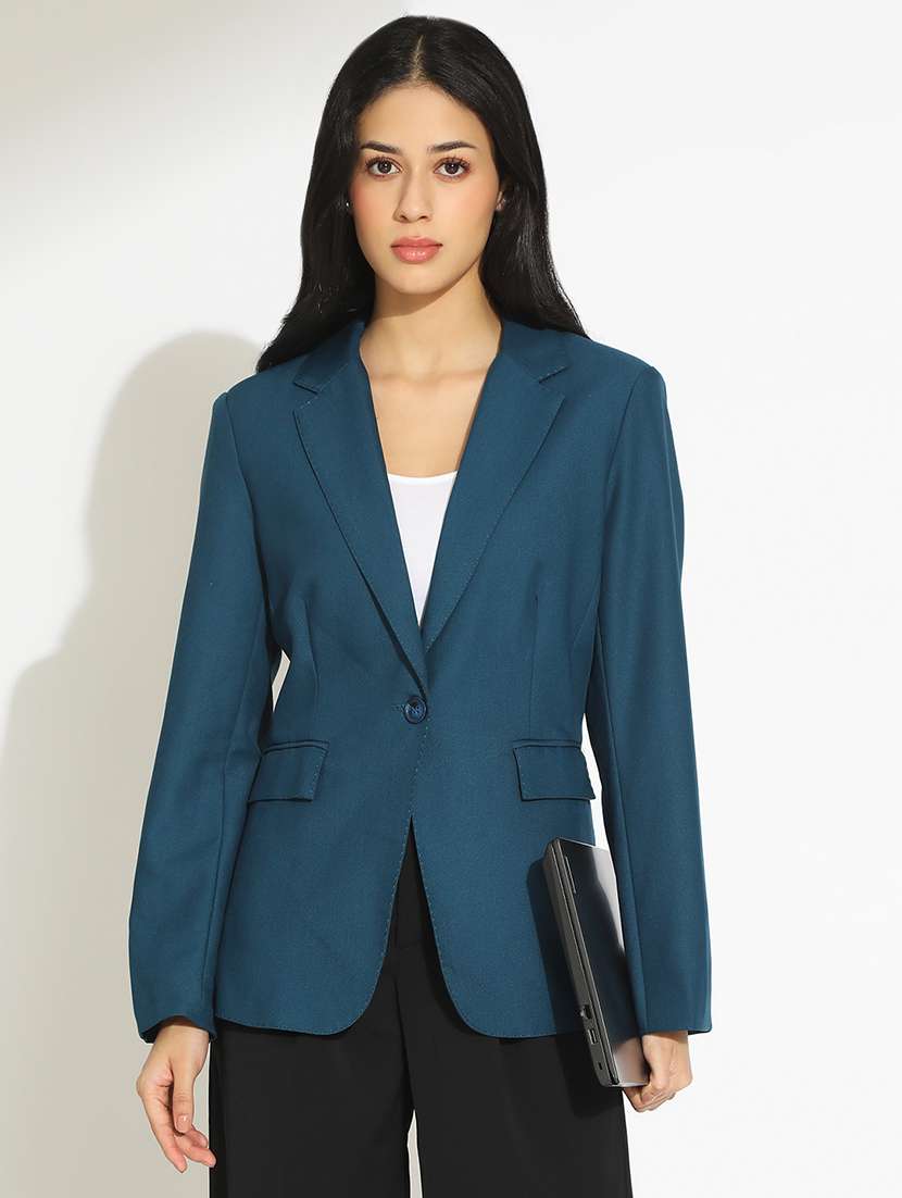 women solid long sleeve single breasted blazer - 22086238 -  Standard Image - 1