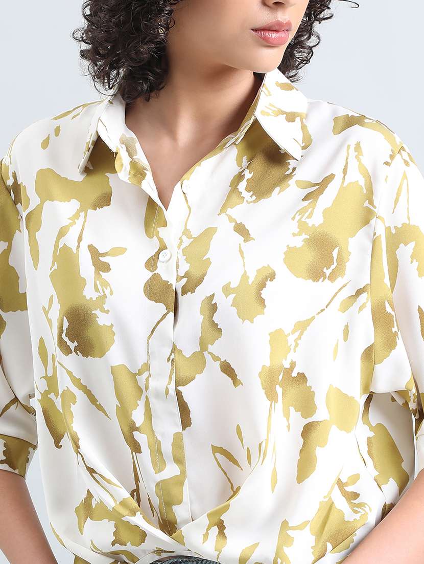 women printed collared high low shirt - 22086245 -  Standard Image - 4