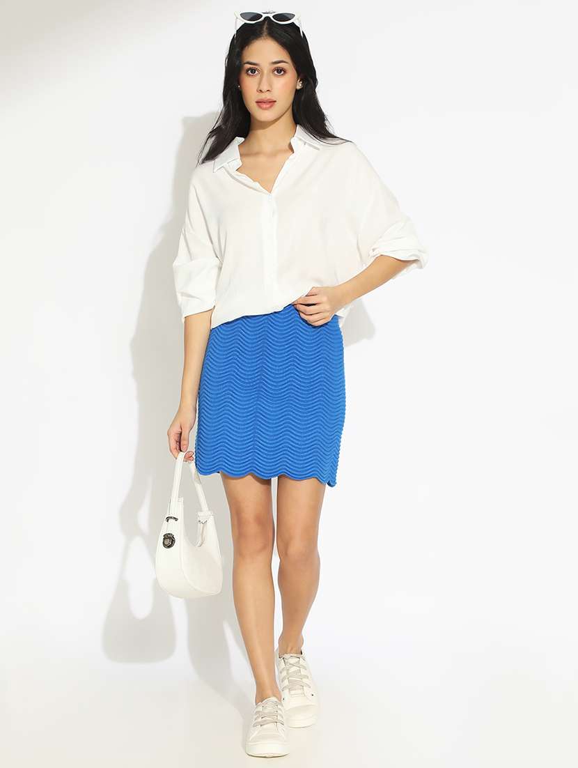 women solid high rise straight skirt - 22086257 - Standard Image - 4