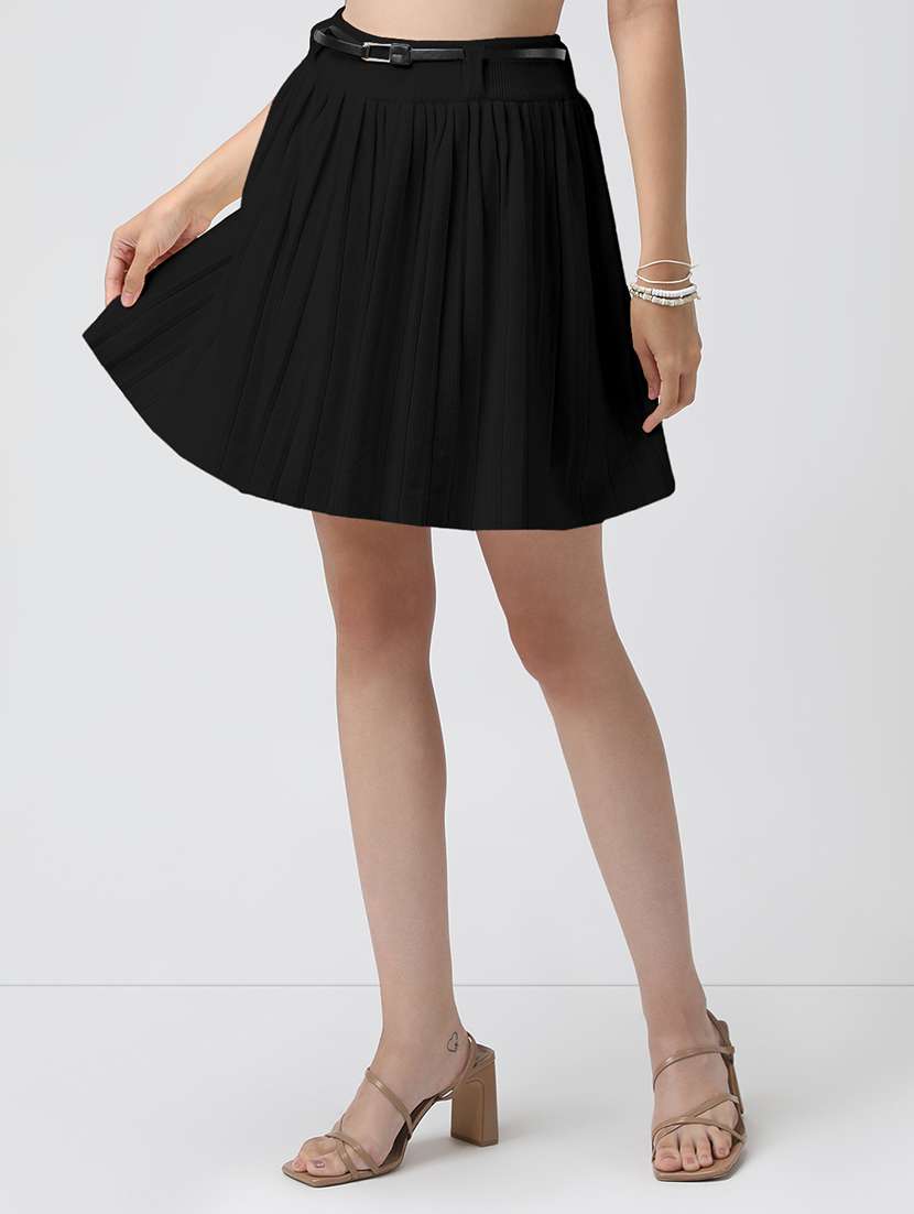 black acrylic flared skirts - 22086268 - Standard Image - 1