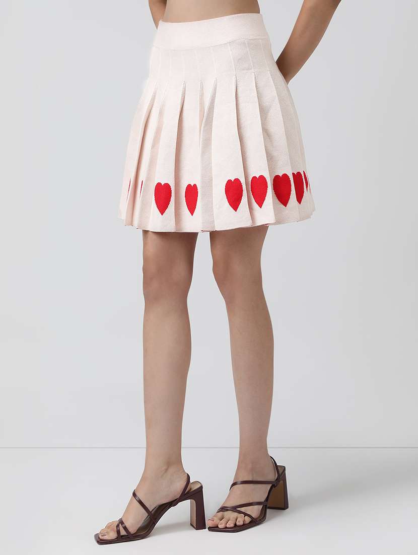 women pink printed high rise pleated skirt - 22086269 -  Standard Image - 1