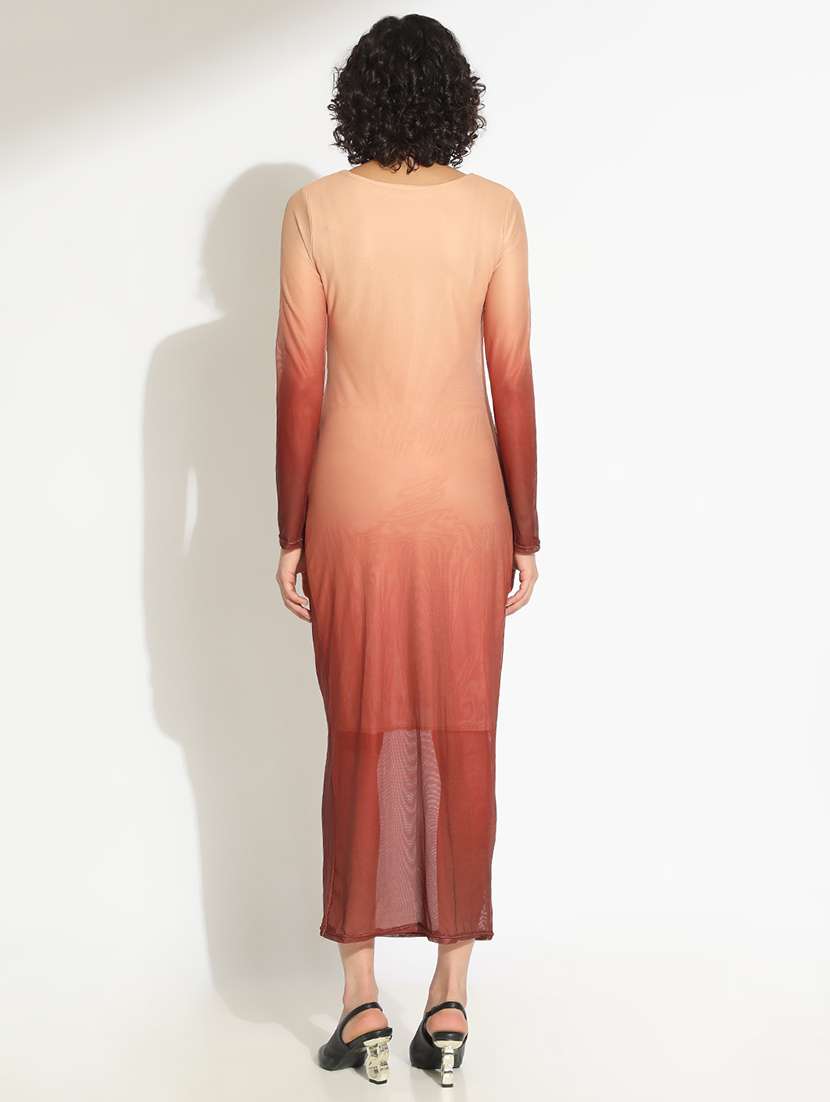 women ombre print long sleeve ruched bodycon dress - 22086271 -  Standard Image - 4