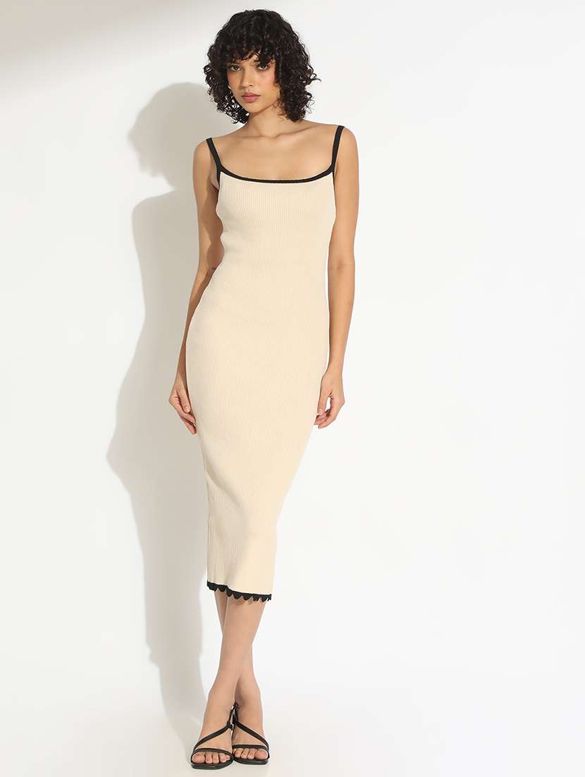 women solid shoulder strap bodycon dress - 22086272 -  Standard Image - 1