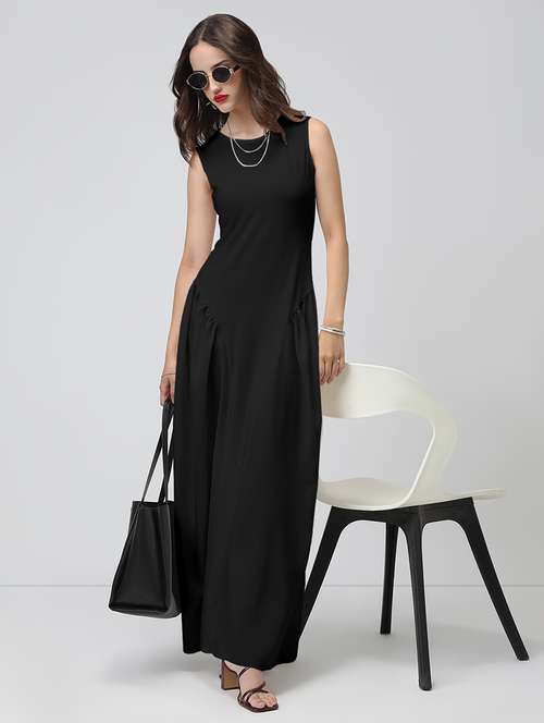 women black solid sleeveless fit & flare dress - 22086275 -  Standard Image - 0