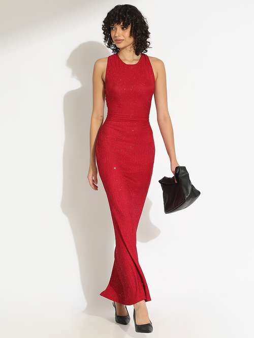 women red solid backless bodycon dress - 22086279 -  Standard Image - 0