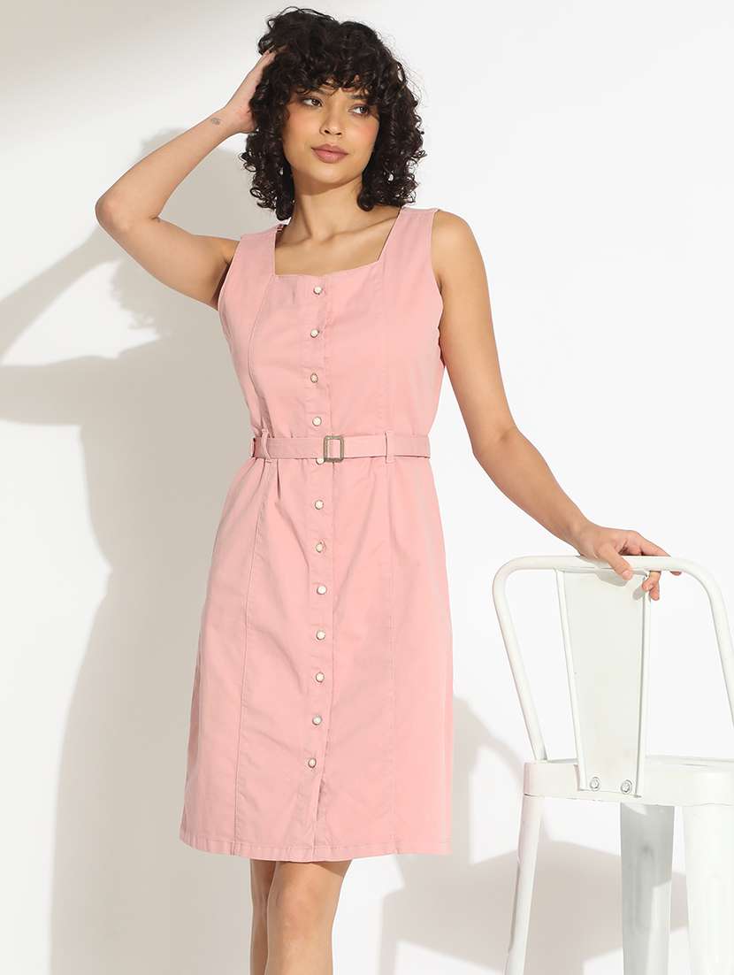 women pink solid sleeveless sheath dress - 22086282 - Zoom Image - 0