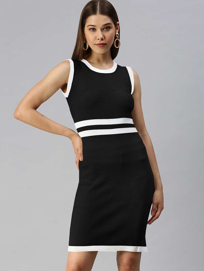 women black solid sleeveless bodycon dress - 22086283 -  Standard Image - 1