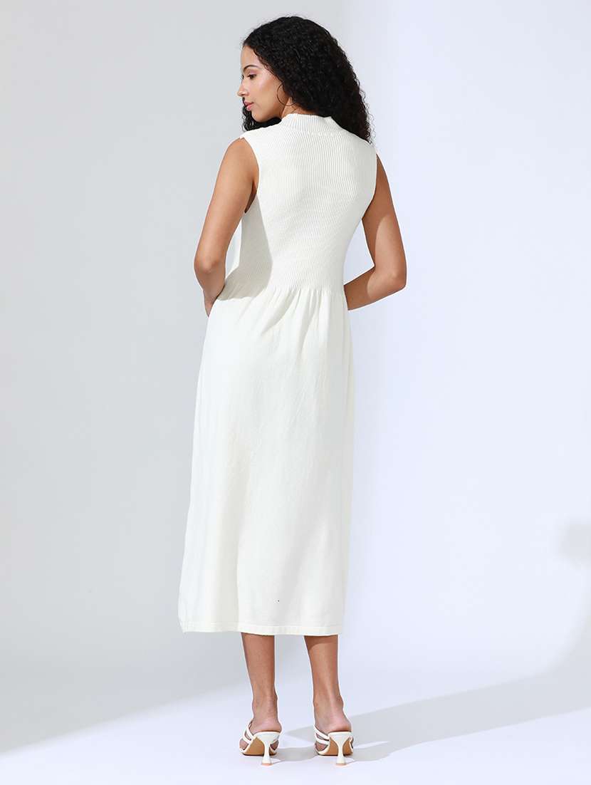 women white solid sleeveless a-line dress - 22086284 -  Standard Image - 4
