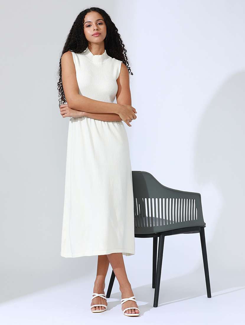 women white solid sleeveless a-line dress - 22086284 -  Standard Image - 6
