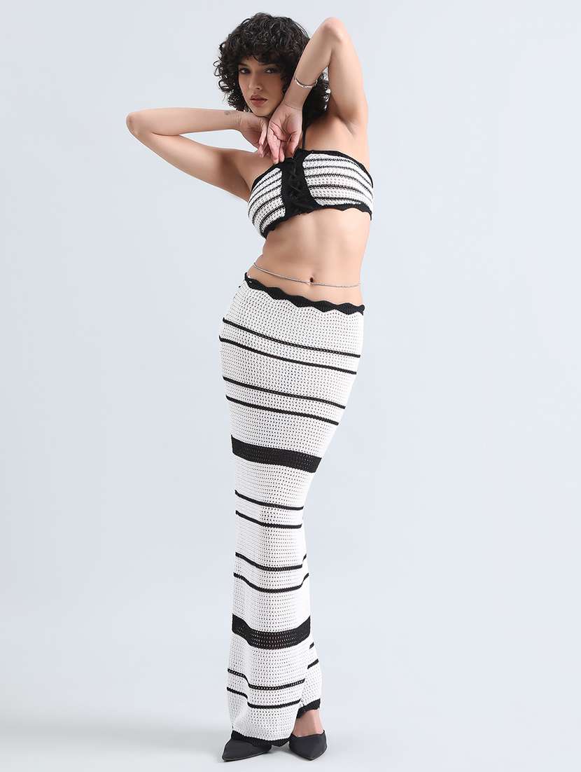 women self designed crocchet top and skirt co-ord set - 22086295 -  Standard Image - 1