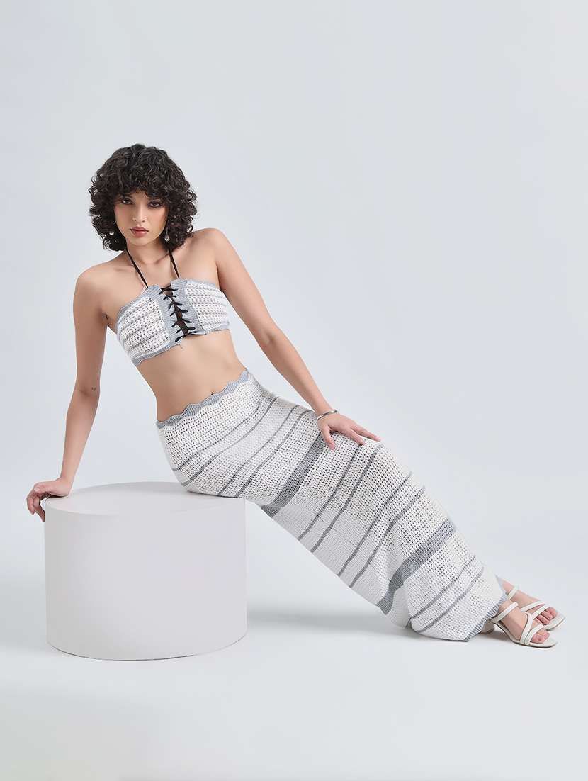 women self designed crocchet top and skirt co-ord set - 22086296 -  Standard Image - 4