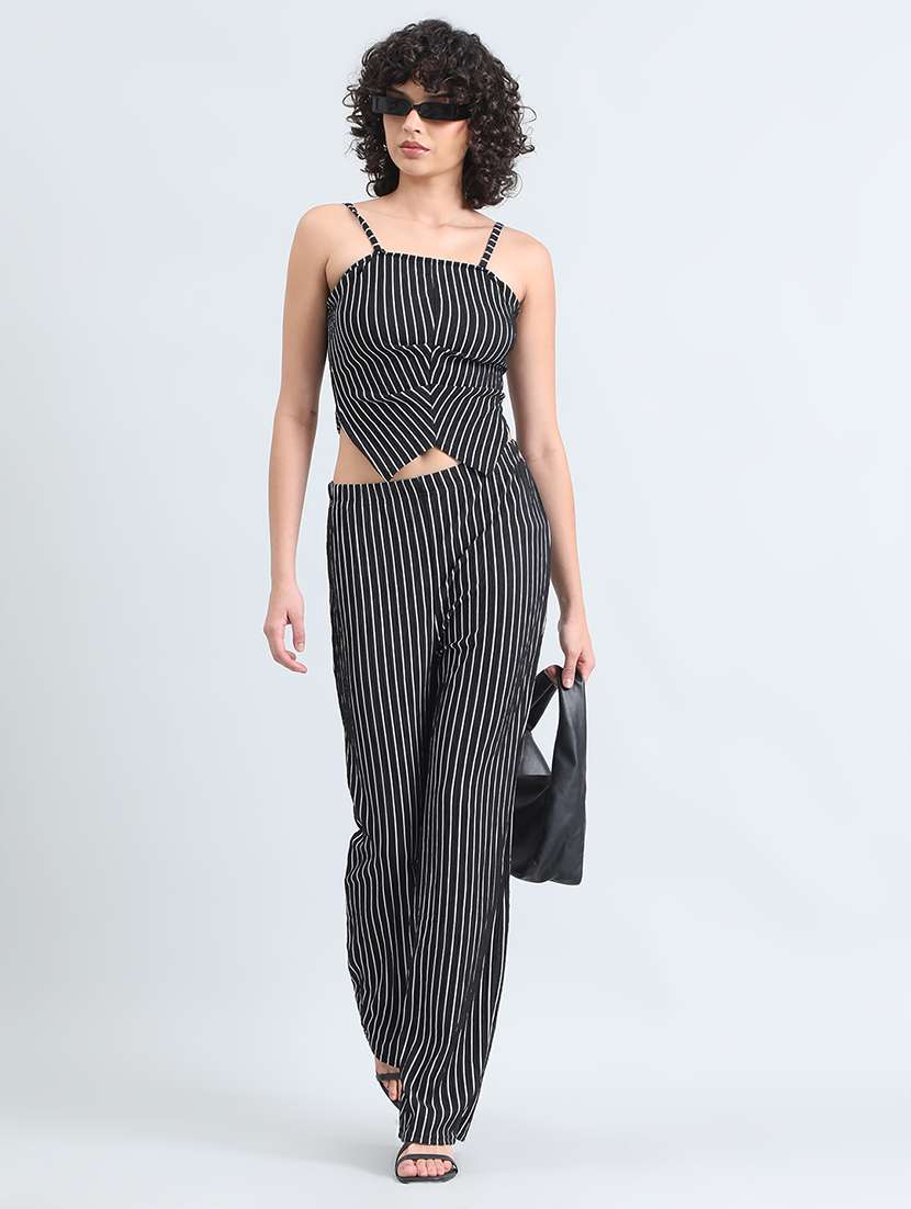 women black striped top and trouser co-ord set - 22086299 -  Standard Image - 1