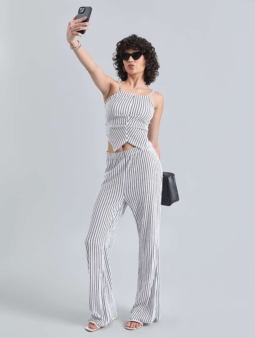 women white striped top and trouser co-ord set - 22086300 -  Standard Image - 4