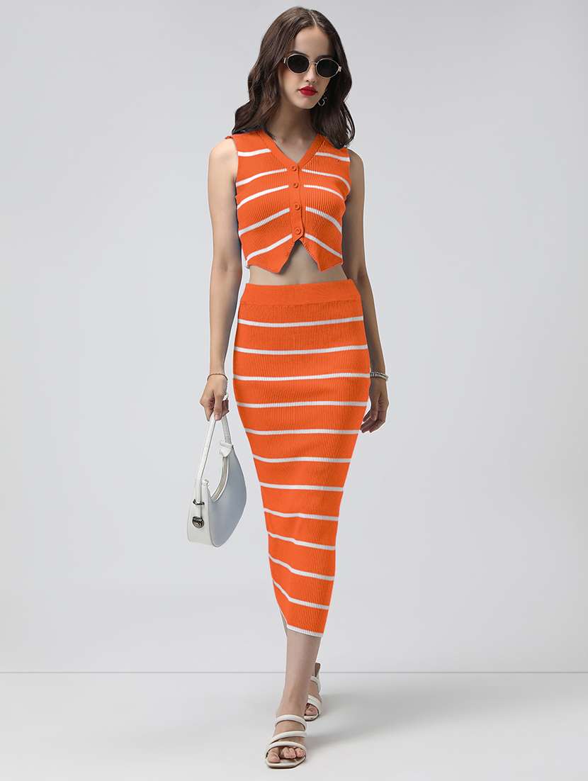 women striped top and skirt co-ord set - 22086308 -  Standard Image - 1