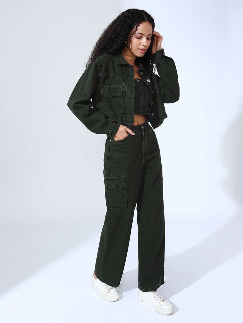 women solid top and trouser with jacket co-ord set - 22086312 -  Standard Image - 1