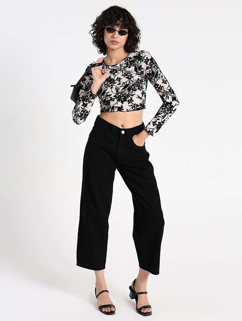 women floral print long sleeve crop op - 22086319 -  Standard Image - 6