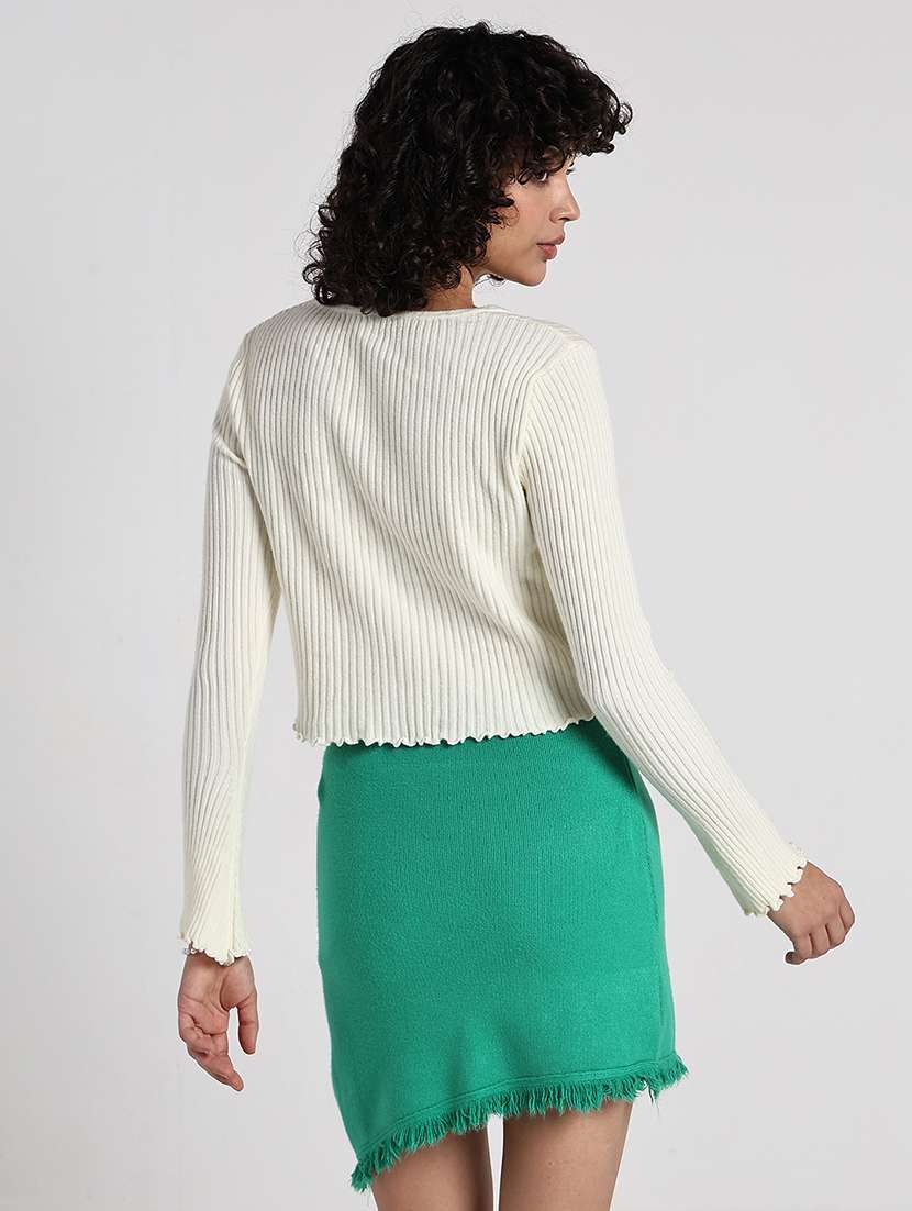 women cream solid long sleeve regular fit top - 22086323 -  Standard Image - 4