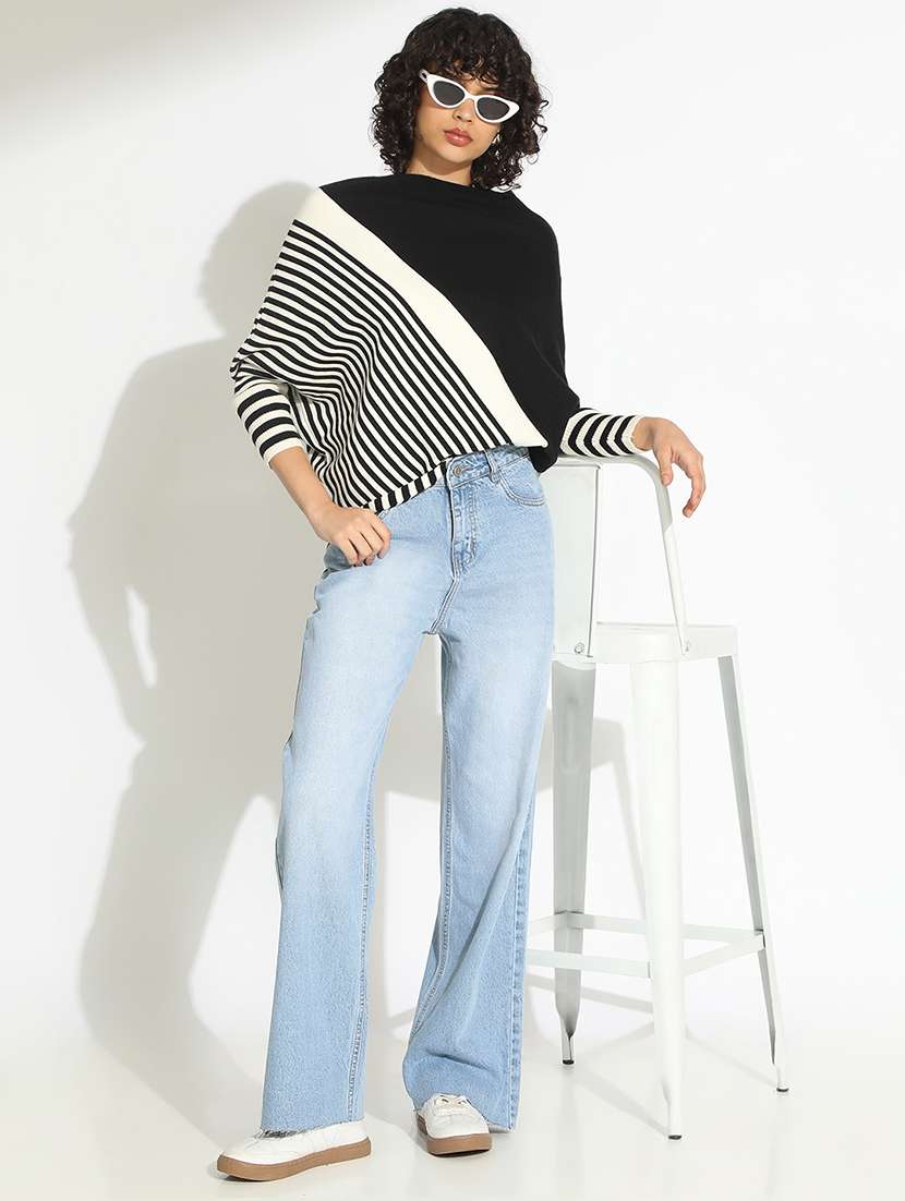 Women Striped Boat Neck Long Sleeve Pullover