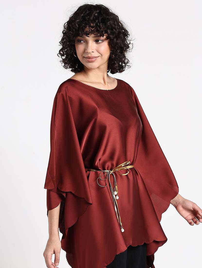 women solid kimono sleeve asymmetric top - 22086339 - Standard Image - 4