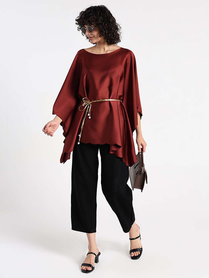 women solid kimono sleeve asymmetric top - 22086339 - Standard Image - 6