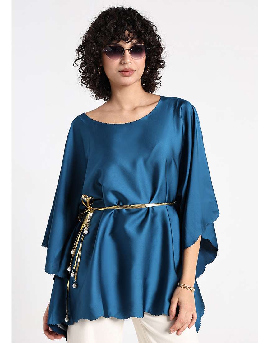 women solid kimono sleeve asymmetric top - 22086340 - Zoom Image - 0