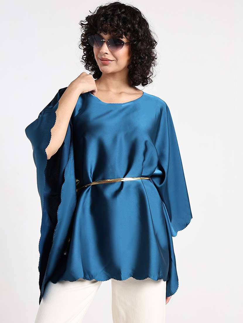women solid kimono sleeve asymmetric top - 22086340 - Standard Image - 1