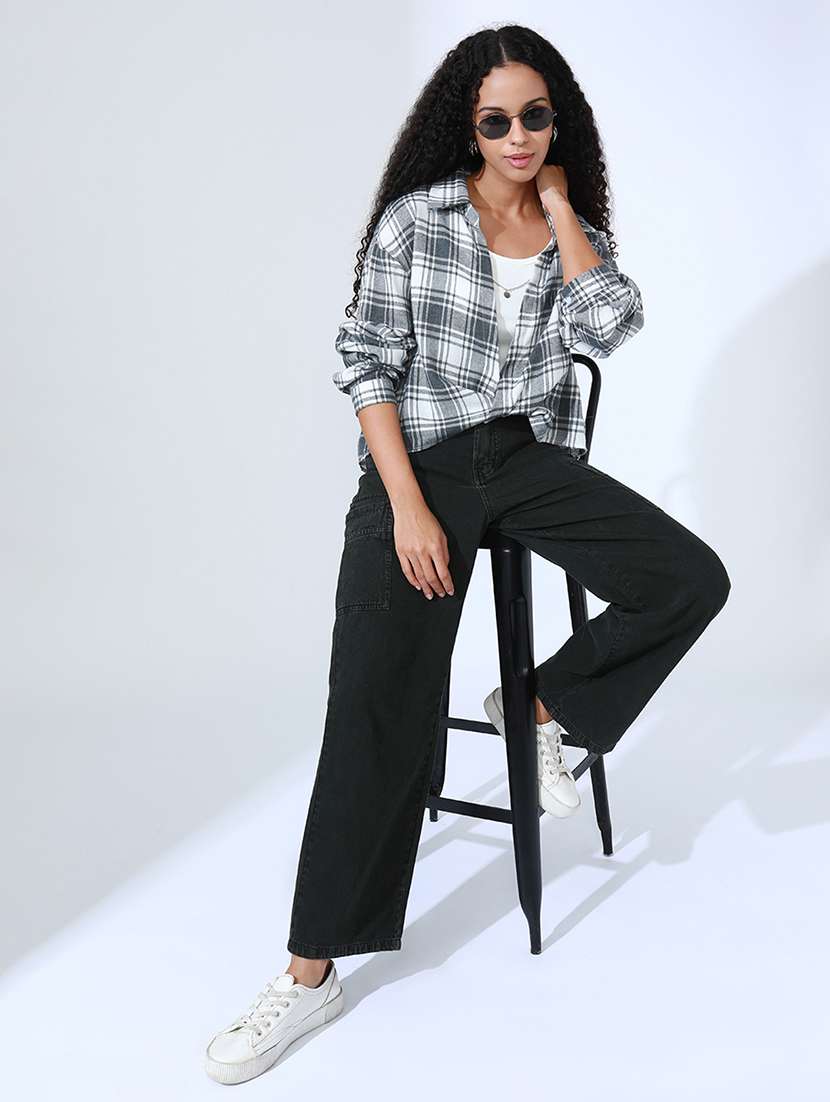 women checkered collared long sleeve shirt top - 22086344 -  Standard Image - 6